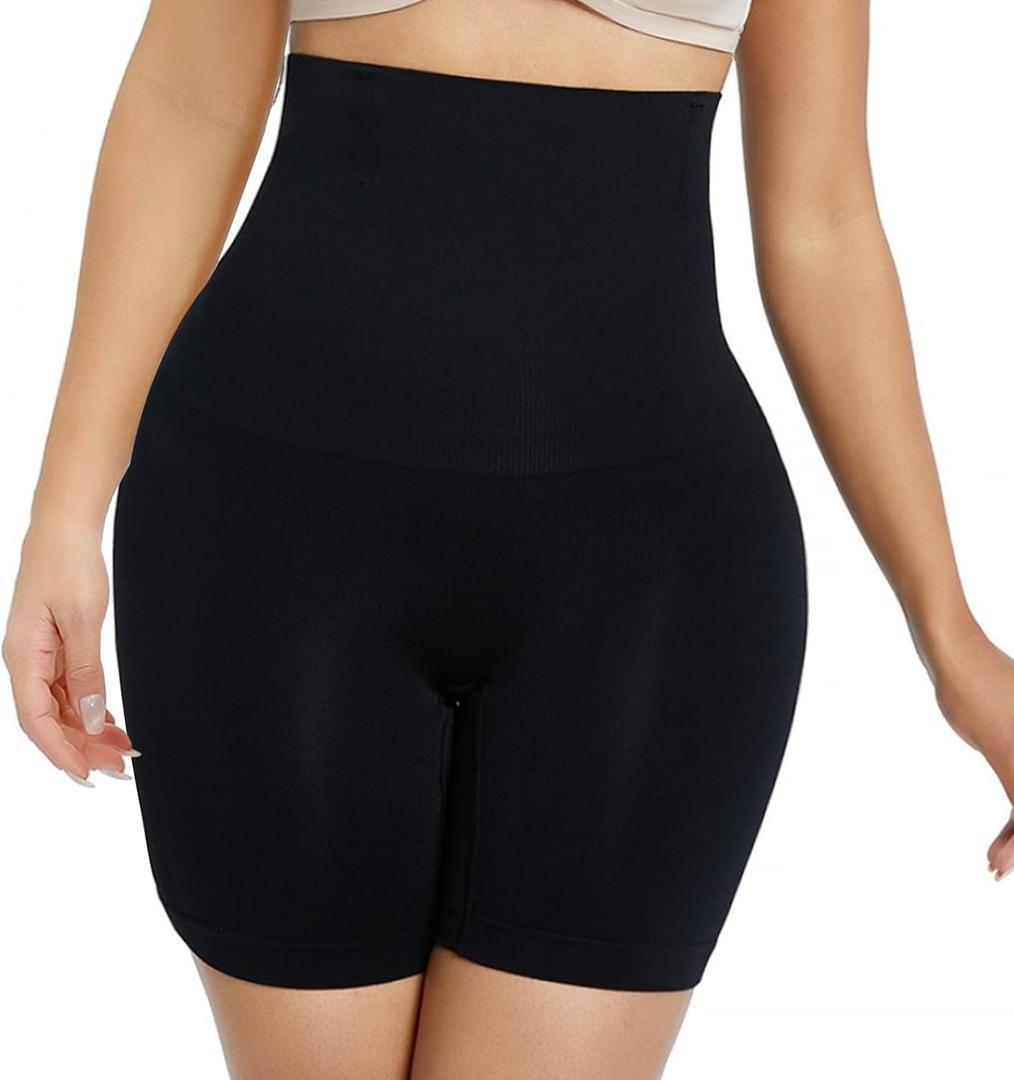 Shapewear Shorts for Women, High Waisted Body Shaper Shorts, Tummy Control, Butt Lifter, Seamless Compression (Medium-Large, Black)