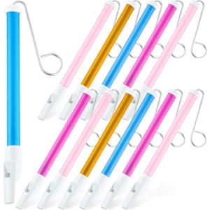 Lenwen 12 Pcs Slide Whistle Instrument Slide Toy Plastic Musical Whistle for Adults for Parent Boys Girls Speech and Oral Muscle Training Games Party Favors, Blue, Pink, Purple and Yellow