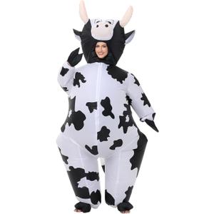 Inflatable Cow Costune Blow up Animal Costume for Cosplay Party Halloween Suit Parade Carnival Outfit,  Large (150cm-190cm) 