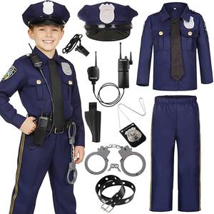 Police Costume for Boys Cop Costume Dress Up Set for Halloween Cosplay Party Costume Medium
