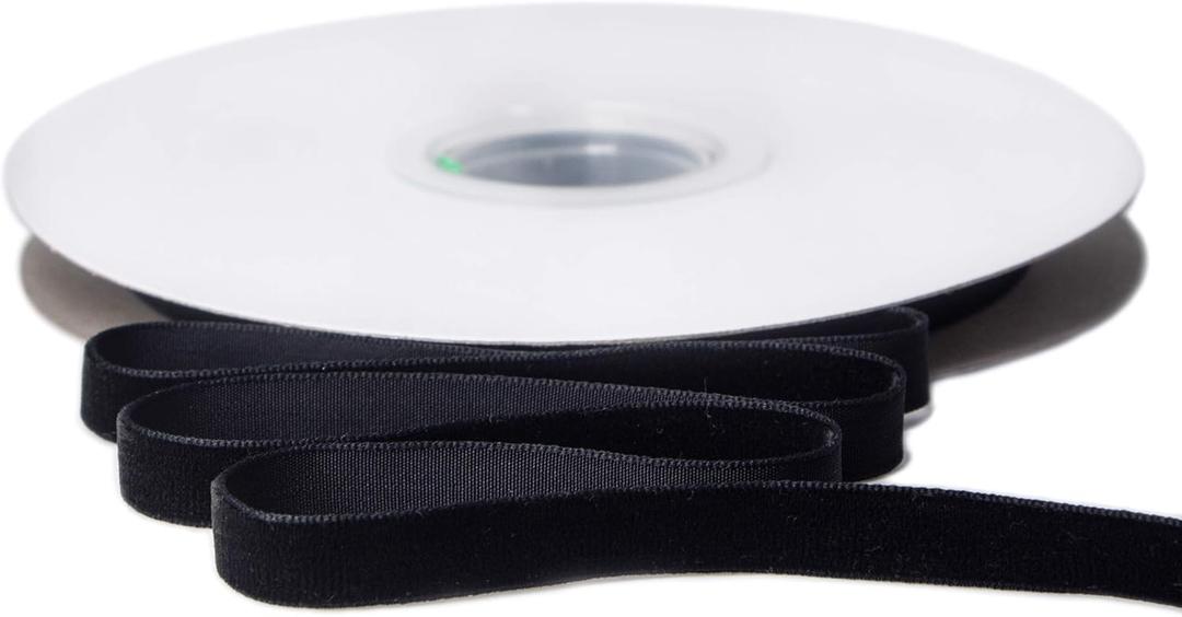 2 x Ribbli Polyester Black Velvet Ribbon,3/8 Inch,10-Yard Spool,Use for Choker,Gift Wrapping,Floral Bouquets, Boutonnieres