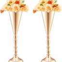 VEVOR 10PCS 43cm/16.9” Tall Wedding Flower Vase, Metal Wedding Trumpet Centerpiece, Gold Floral Stand Display Rack for Tables Wedding Dinner Party, Anniversary Ceremony Birthday Event Decor