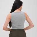 Women's Sleeveless Full Length Ribbed Fitted Racerback Workout Crew High Neck Basic Tank Top - (Grey,S)
