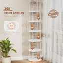 ALLSTAND 6 Tier Rotating Bookshelf, 360 Display Stackable Spinning Bookshelf Tower, Corner Bookshelf Tall Floor Standing Swivel Bookcase Narrow Storage Organizer for Bedroom, Living Room, White