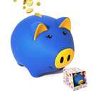 Glow in The Dark Piggy Bank for Kids, Unbreakable Plastic Money Savings Box, Cute Coin Bank for Toddlers Boys Girls Birthday Gift