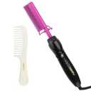 Electric Hot Comb Hair Straightener Heat Pressing Comb Curling Flat Iron Curler Hair Straightener Brush for Natural Black,Anti-Scald Beard Straightening Electric Press Comb (Violet)