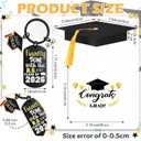 Quelay 24 Sets Graduation Keychain Gift for Teens Inspirational Black Gold Keychain Graduation Christian Keyring with Doctoral Hat Gift Box for Boys Girls Class of 2026 Grad