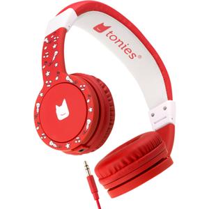 Tonies Foldable Wired Headphones for Kids - Comfortably Designed to fit On-Ear - Works with Toniebox and All 3.5mm Devices - Red
