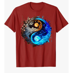 Yin Yang Moon and Sun T-Shirt, Red, XL