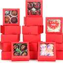 40 Pack 4x4x2 inches Red Bakery Boxes with Window - Macaron, Cookie, Chocolate Truffle, Strawberry & Mini Cake Gift Boxes for Valentine's, Parties, Birthdays, Wedding, Christmas Favors