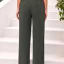 CFLONGE Women Wide Leg Sweatpants Casual Solid Color Corduroy Work Pants Comfy Lounge Jogger Baggy Trousers Pant with Pockets (12, Army Green)