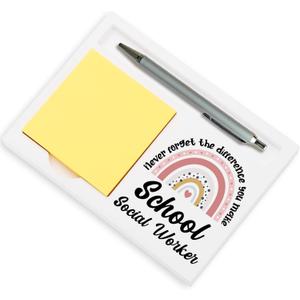 School Social Worker Gifts, Thank You Appreciation Gifts for School Social Worker Week Graduation Birthday Christmas Office Desk Self-Stick Note Pad Holders S2B7