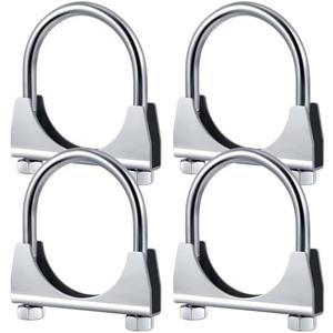 Datanly 4 Pcs 2-1/2 Heavy Duty Exhaust Clamp Exhaust Products Genuine U Bolt Clamp Hanger Muffler Tip Hook Clip for Pipes Connection