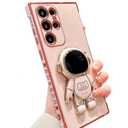 BANAILOA Compatible with Samsung Galaxy S23 Ultra Case Cute,Luxury Plating 3D Astronaut Case with Stand Soft TPU Protective Girly Case Desinged for Galaxy S23 Ultra(6.8 inch) -Astronaut Pink