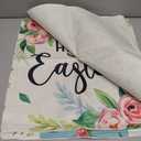 Fahrendom Happy Easter Bunny Christian Decorative Throw Pillow Covers 20 x 20 Set of 4, He is Risen Religious Cross Rabbit Porch Patio Outdoor Pillowcase, Spring Rose Flowers Cushion Case Home Decor