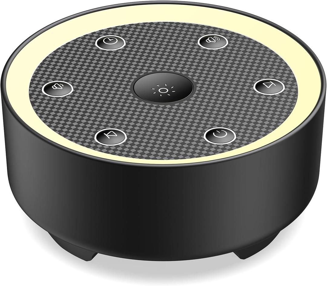 Kipcush Sleep Sound Machine - 24 High-Fidelity Non-Looping Sounds, Portable White Noise Machine for Baby, Kids & Adults, Dimmable Night Light, 6 Auto-Off Timers, USB Powered for Travel, Home & Office (Standard, Black)