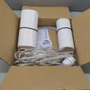 2 Pack Plug in Pendant Light, Hanging Light with 15Ft Clear Cord, On/Off Switch, White Fabric Lamp Shade, Hanging Light Fixture for Bedroom, Kitchen,