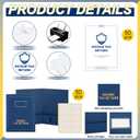 100 Pcs 9 x 12'' Income Tax Return Folders, 50 Blue Income Tax Return Folders with Pockets, 50 White Open Envelopes and Label for Preparers Returns Presentation Document Organizer Folder