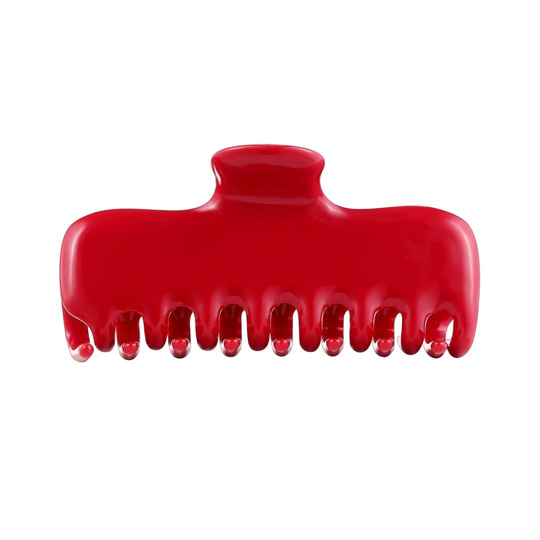 Large Hair Claw Clips for Women,3.8 Acetate Hair Clip,Jelly Square Rectangle Clip for Thin Thick Hair,Strong Hold Jaw Clips,Hair Accessories for Women Girls (Red)