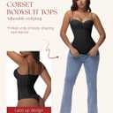 SHAPSHE Strapless Shapewear Corset Bodysuit Tops for Women Tummy Control V Neck Thong Body Shaper Going Out Outfits (Black, M)