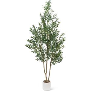 Olive Tree 7FT Fake Tree Faux Plants Indoor with Pot Artificial Tree Nearly Natural Olive Branches and Fruits for Living Room Home Office Decorations