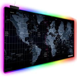 Extended RGB Gaming Mouse Pad, Extra Large Gaming Mouse Mat for Gamer, Waterproof Office Desktop Mat with 10 Lighting Mode, for PC Computer RGB Keyboard Mouse - 31.5'' x 15" x 4mm(Map)