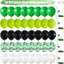 2 x 60 PCS Colorful Balloons Set with Confetti - Green, Black, White - 12 Inch Lime Green Balloons for Video Game Football Theme Party Kids Birthday Decorations