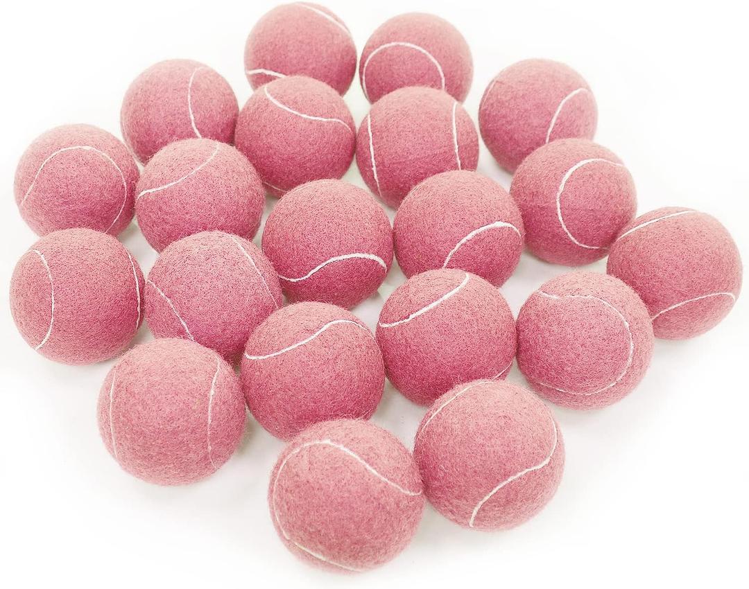 URBEST Advanced Tennis Ball 20 Packs, Training Tennis Balls Practice Balls for Novice Player, Pet Dog Playing Balls with Mesh Carry Bag for Beginner Training Ball (Light Pink)