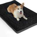 POCBLUE Dog Bed Medium Sized Dog, Washable Plush Pet Bed for Crate, Anti-Slip Pet Mat for Cages, Comfy Crate Pad for Outdoor/Indoor/Car Use, Soft Kennel Pad for Dogs Up to 40 lbs, 29"x19", Black