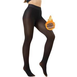VINICUNCA Winter Warm Fleece Lined Tights, Fake Translucent pantyhose Thick Thermal Leggings Pants (Black)