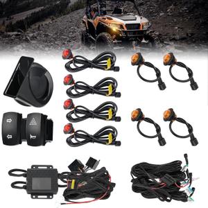 KEMIMOTO UTV Turn Signal Kit with 110D Horn, Pre-Wired, Plug and Play UTV Blinker with Rocker Switch, Hazard Light, Universal Street Legal Kit Compatible with Polaris, Can-Am, Kawasaki, CFMOTO