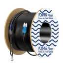 FLYPROFiber- Outdoor Fiber Optic Cable, OS2 Armored LC to LC Uniboot 100m/328ft, Duplex Single Mode Fiber Cable, Direct Burial, 9/125um with Pulling Eye Kit, OD-5mm, Industrial TPU