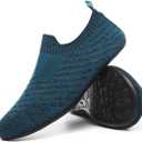 Adult Lightweight Slip-on Grip Indoor House Slippers Non-slip Barefoot House Home Shoes for Women Men (6-6.5 Women/4.5-5 Men, 2005bluecyan)