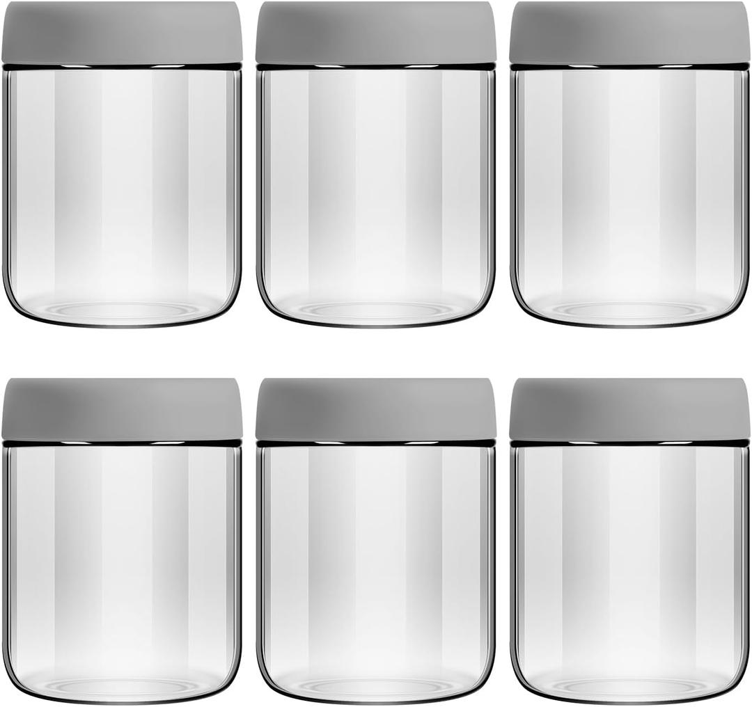 EONJOE 6-Pack 16oz Glass Jars with Lids for Food Storage Meal Prep Airtight
