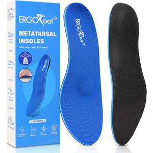 ERGOfoot Metatarsalgia Insoles, Heavy Duty Work Boot Inserts for Women Men, Relieve Morton's Neuroma and Reduce Metatarsal, Ball of Foot Pain for Standing All Day ((L: M 11-12.5 | W 12-13.5)--295mm, Blue)