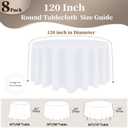 8 Pack White Round Tablecloth 120 Inch Round Table Cloth, Wrinkle Resistant and Washable Tablecloth Polyester Fabric Table Cloth Round Cover for Dining Wedding Banquet Party