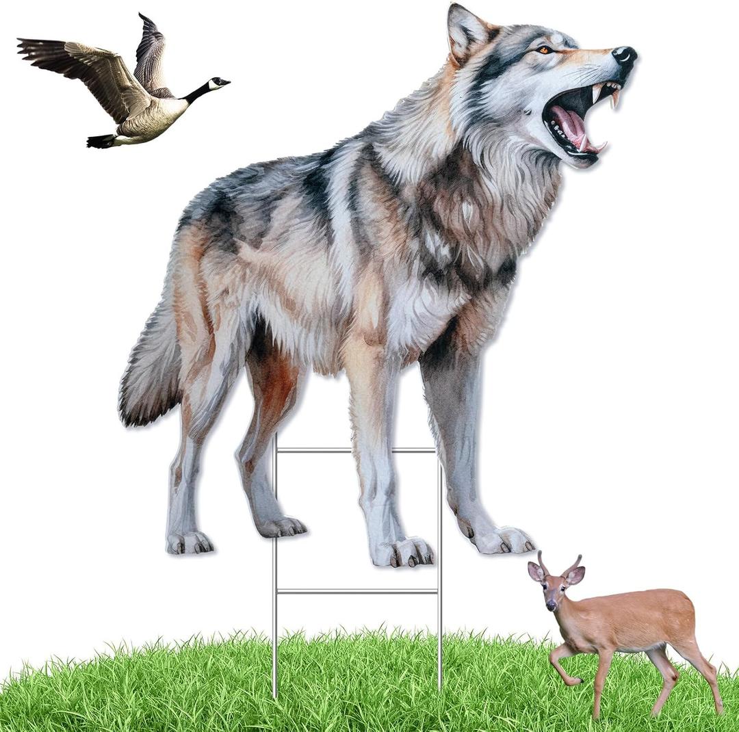 Qualirey Coyote Decoy for Geese Deterrent 27.5 x 26 Inch Fake Predator Hunting Decoy 2D Coyote Repellent Devices to Scare Goose Deer Keep Away Small Animals