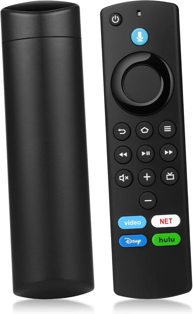 Replacement Firestick Remote Control Fit for Fire Smart TV Stick Lite/4K/4K MAX/4K Plus/HD, Smart TV 3rd Gen/TV Cube(1st/2nd/3rd Gen)/TVs Stick(2nd/3rd Gen) with Voice Controller Green hulu Button (black)