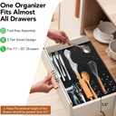Spice Drawer Organizer 3-Tier Expandable (11"-22" Wide), Spice Rack for Cabinet with Funnel & Spice Labels, Fits Large Jars, Seasoning Storage Insert Design for Cabinet & Drawer (Black)