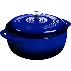 Lodge Essential Enamel Cast Iron Dutch Oven with Lid 7.5 Quart - Oven-Safe Enamel Cookware up to 500 F - Heat-Retaining Braising & Roasting Pot - Non-Toxic Cookware - Indigo
