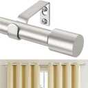 TONIAL Silver 3/4 Curtain Rods for Windows 20 to 53 Inch, Adjustable Splicing Window Curtains rod 32 to 58 Inch(2.6 to 4.8 ft), Decorative Single Drapery Rod with Modern Cap Finial