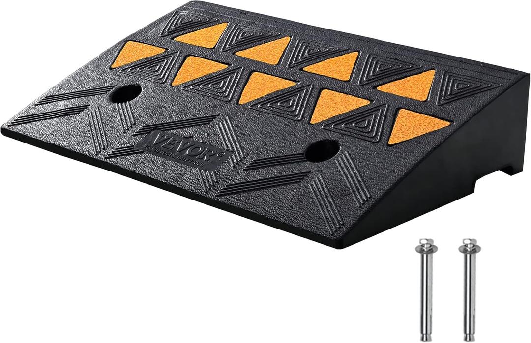 VEVOR Rubber Curb Ramp 4.25" Rise Height, 11.8" Width 19.7" Length Driveway Ramp for Curb, 15T Heavy Duty for Forklifts, Trucks, Buses, Cars, Wheelchairs, Bikes
