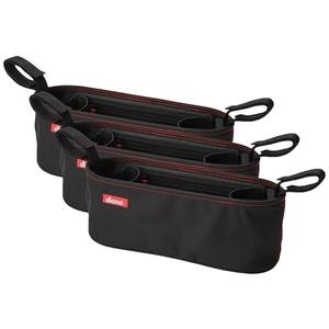 Diono Buggy Buddy Universal Stroller Organizer with Cup Holders, Secure Attachment, Zippered Pockets, Safe & Secure, Black (Pack of 3)