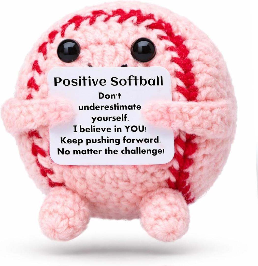 Emotional Support Plush, Knitted Wool Crochet Softball Doll with Card, Creative Cute Emotional Support Crochet, Cute Potato for Christmas Birthday Gifts Friends Party Decoration Crochet