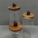 Gerrii Glass Storage Jars Set of 3, Clear Food Storage Containers with Wooden Lids Airtight Kitchen Canisters with Sticker and Chalk for Candy Cookie Rice Sugar Flour Pasta Nuts Beans Spice, Sizes