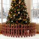 30 Pcs Christmas Tree Fences Christmas Tree Gate Buffalo Plaid Wooden Picket Fences Barrier Wood Gate for Pets Dog Cat Home Xmas Holiday Garden Party, 12 x 144 Inch(Snowflake)