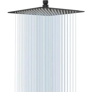 NearMoon Rain Shower Head, High Flow Stainless Steel Square Rainfall Shower, Waterfall Bath Shower Body Covering, Ceiling or Wall Mount (12 Inch, Matte Black)