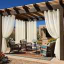 Sunshelf 4 Panels Outdoor Sheer Curtains for Patio, Waterproof Light Filtering Outside Curtains with Grommets for Porch, Pergola, Cabana, 4PCS x 54" W x 84" L, BeigeWhite