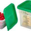 Cambro Food Storage Container with Lid (Microwave Safe and BPA-Free) - 2 Pack - Classic Series Square with Green Lid - 2 and 4 QT (Quart) - Commercial Grade for Food Prep (Translucent)