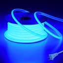 Belun AC 110V COB LED Strip Lights Outdoor Waterproof 65.6ft, Blue Super Bright 200W LED Rope Light, IP65 Flexible Cuttable, for Bedroom Garden Commercial House Gaming Room Decor